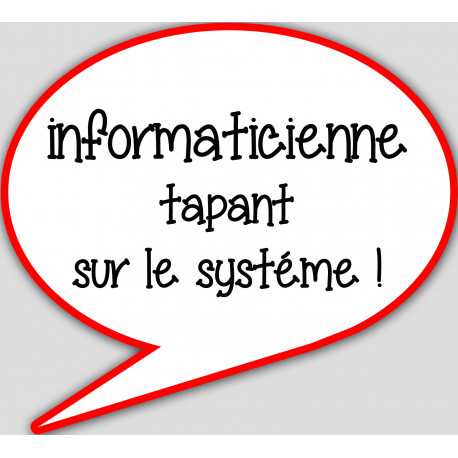 informaticienne tapant sur le système - 15x13,5cm - sticker/autocollant