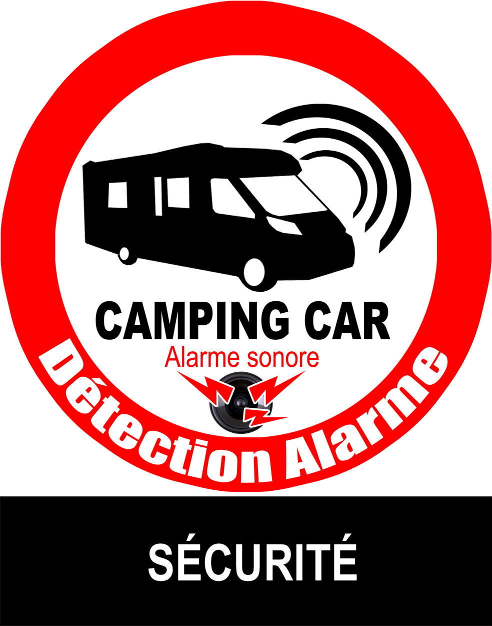 Détection Alarme intrusion sonore camping car autocollant adhésif sticker